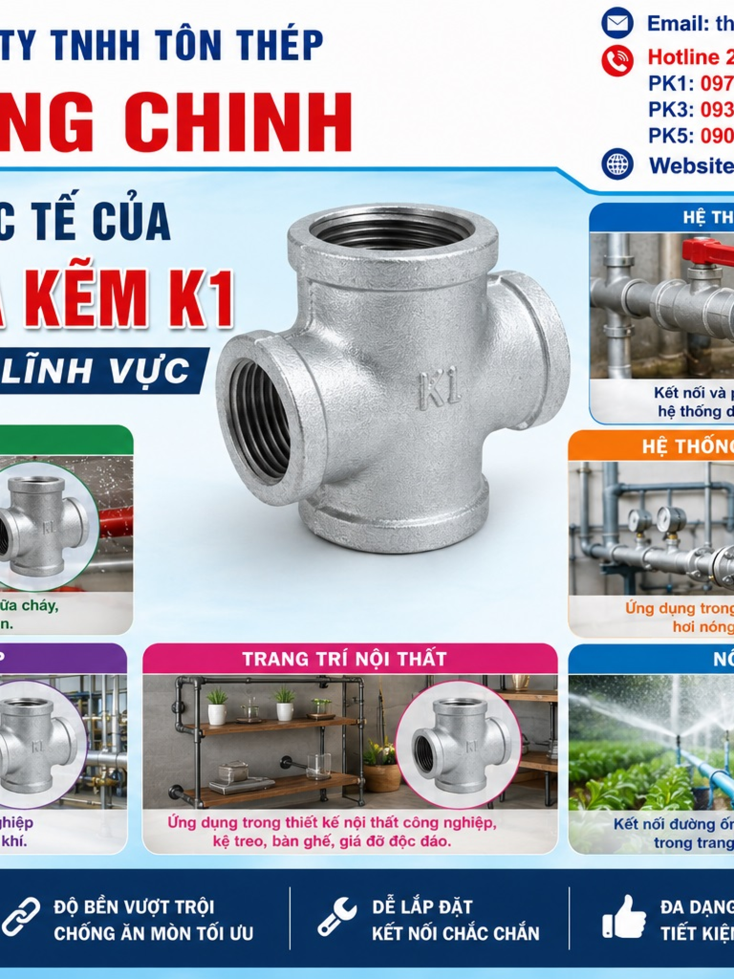 Tê ren mạ kẽm giá rẻ K1