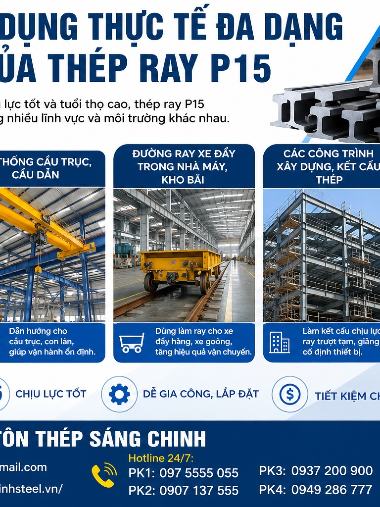 Thép Ray P15 (15.2kg/m)