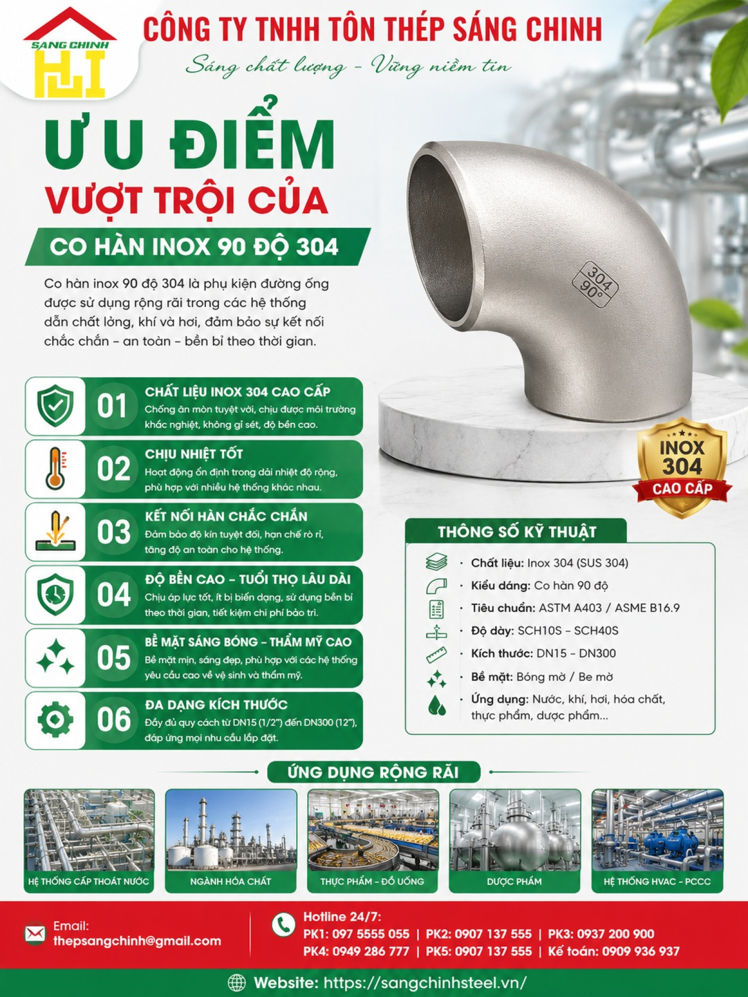 Co hàn inox 90 độ 304