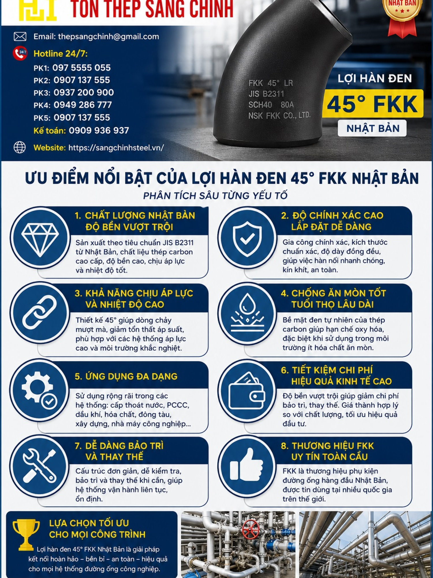 Lơi hàn đen 45 độ FKK – Nhật