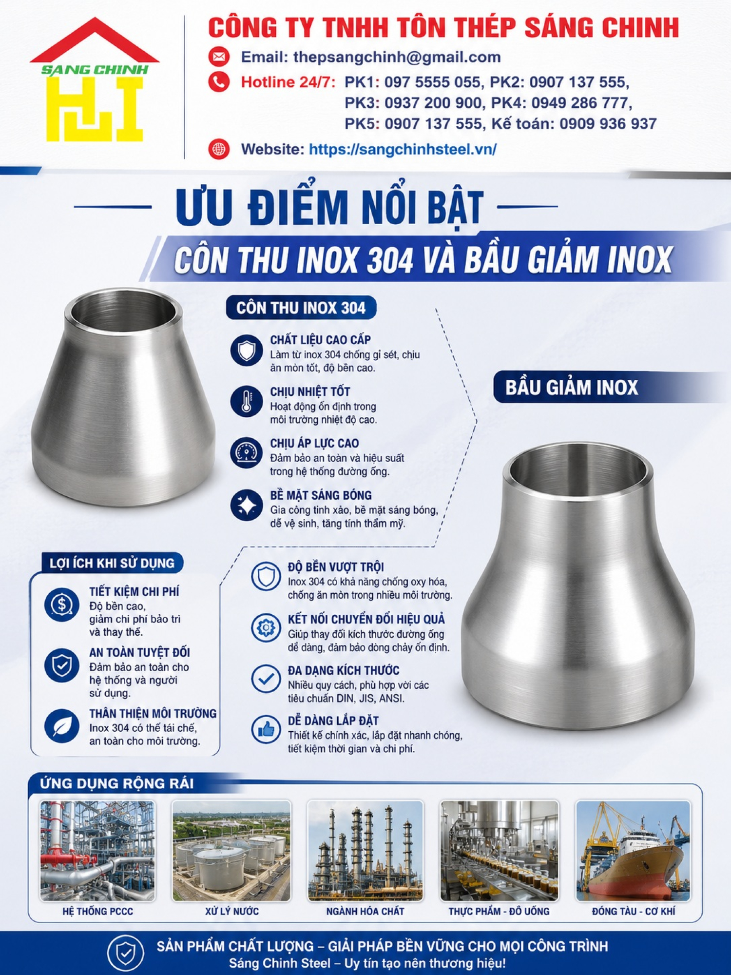 Côn thu inox 304 – Bầu giảm inox