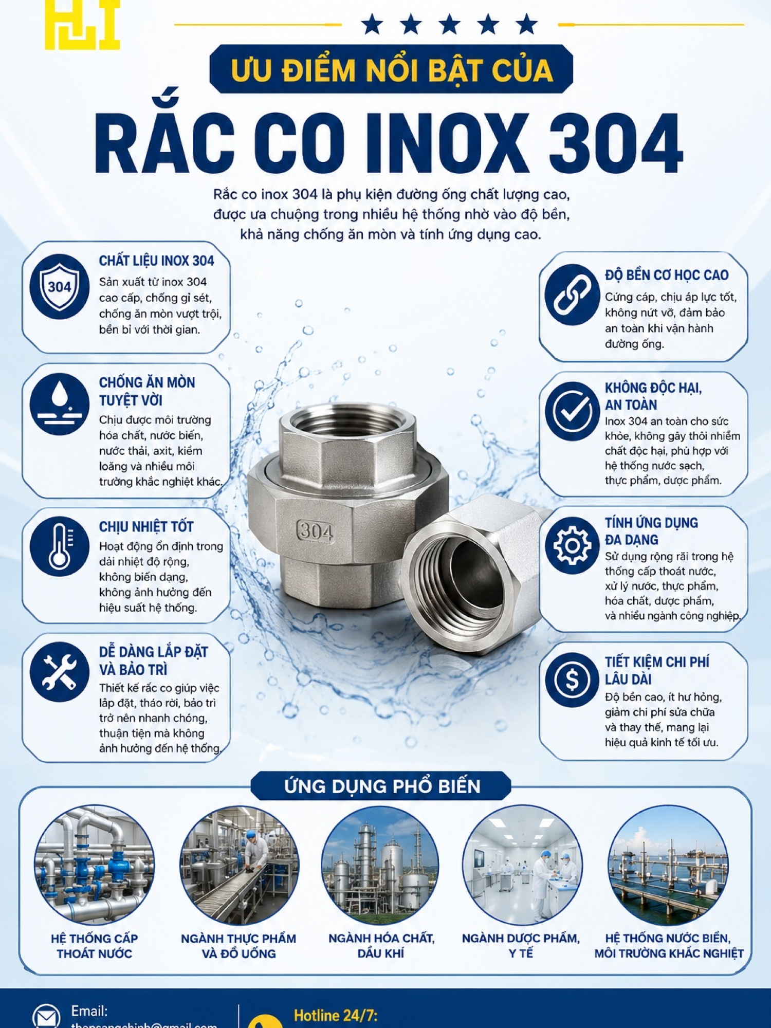 Rắc co inox 304