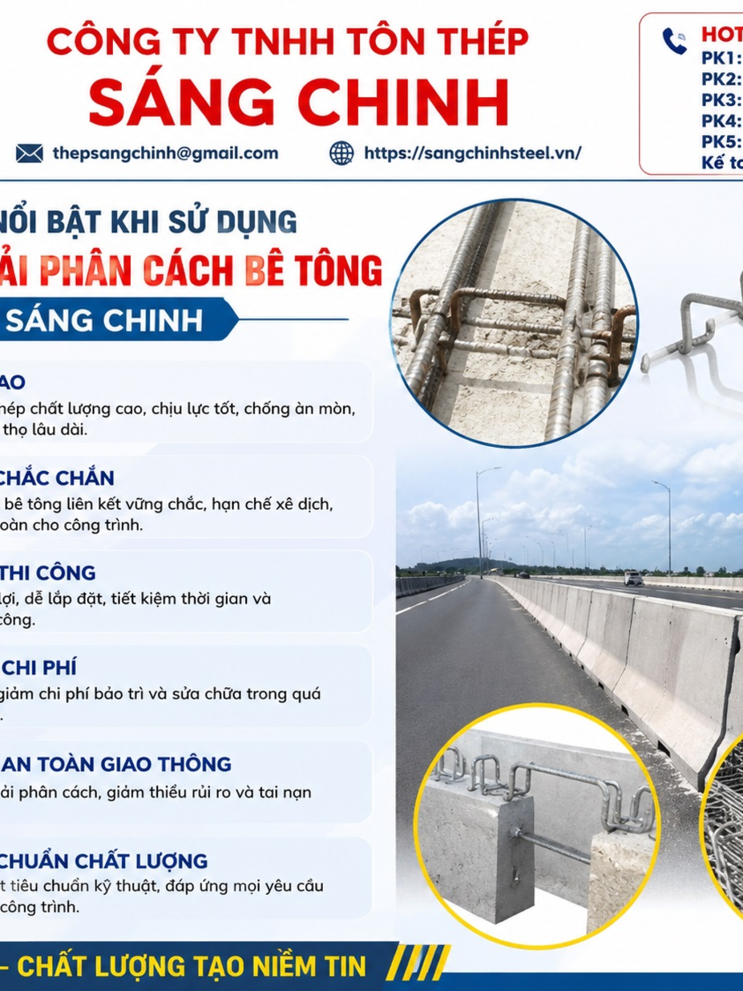 Thanh Nối Dải Phân Cách Betong (Chốt Thép Đuôi Cá)