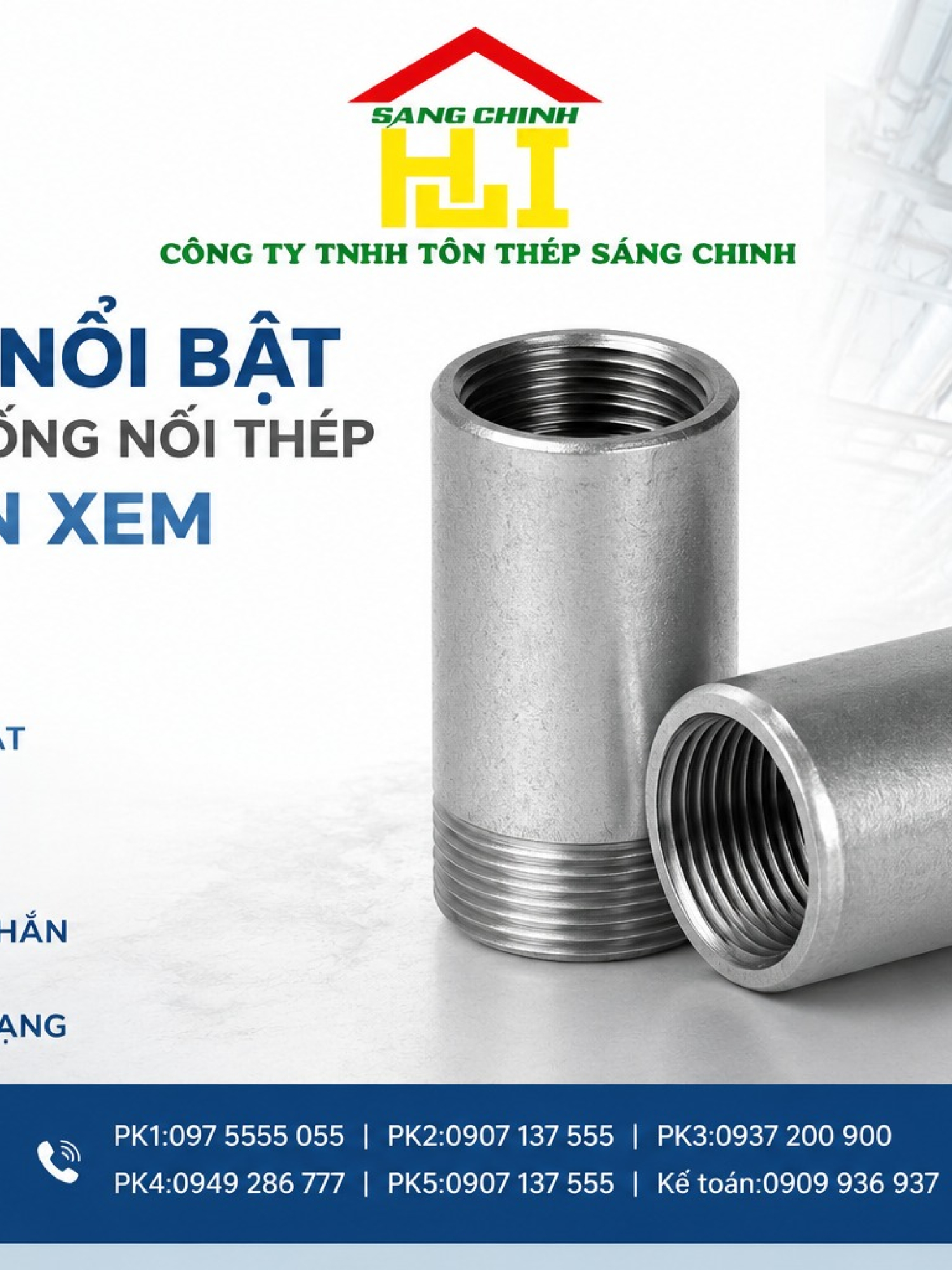 Ống nối thép 2 đầu ren (XEM) 1 tấc 2 tấc 3 tấc….