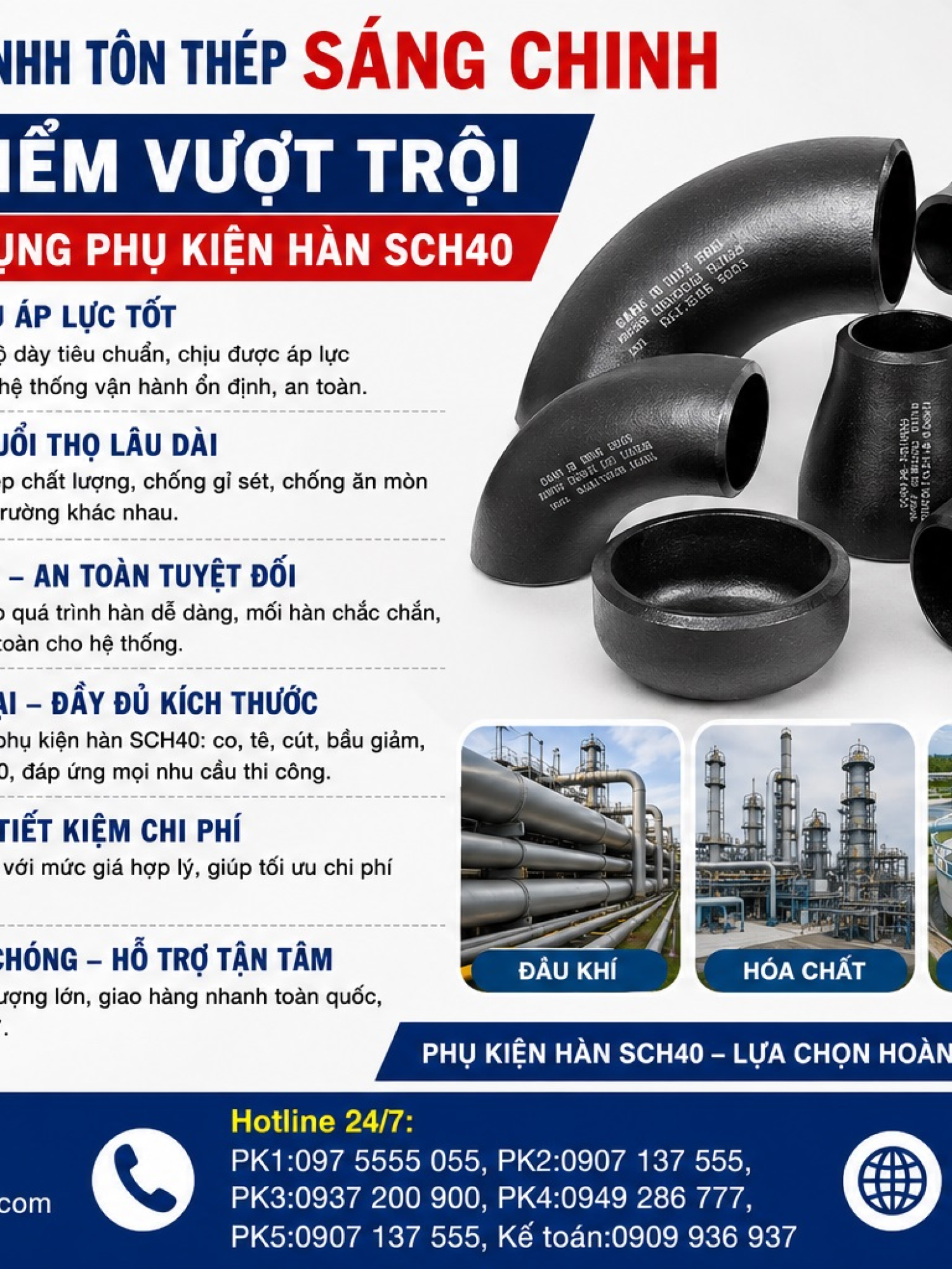 Phụ Kiện Hàn SCH40 (Co, tê, bầu, chén hàn, mặt bích….)