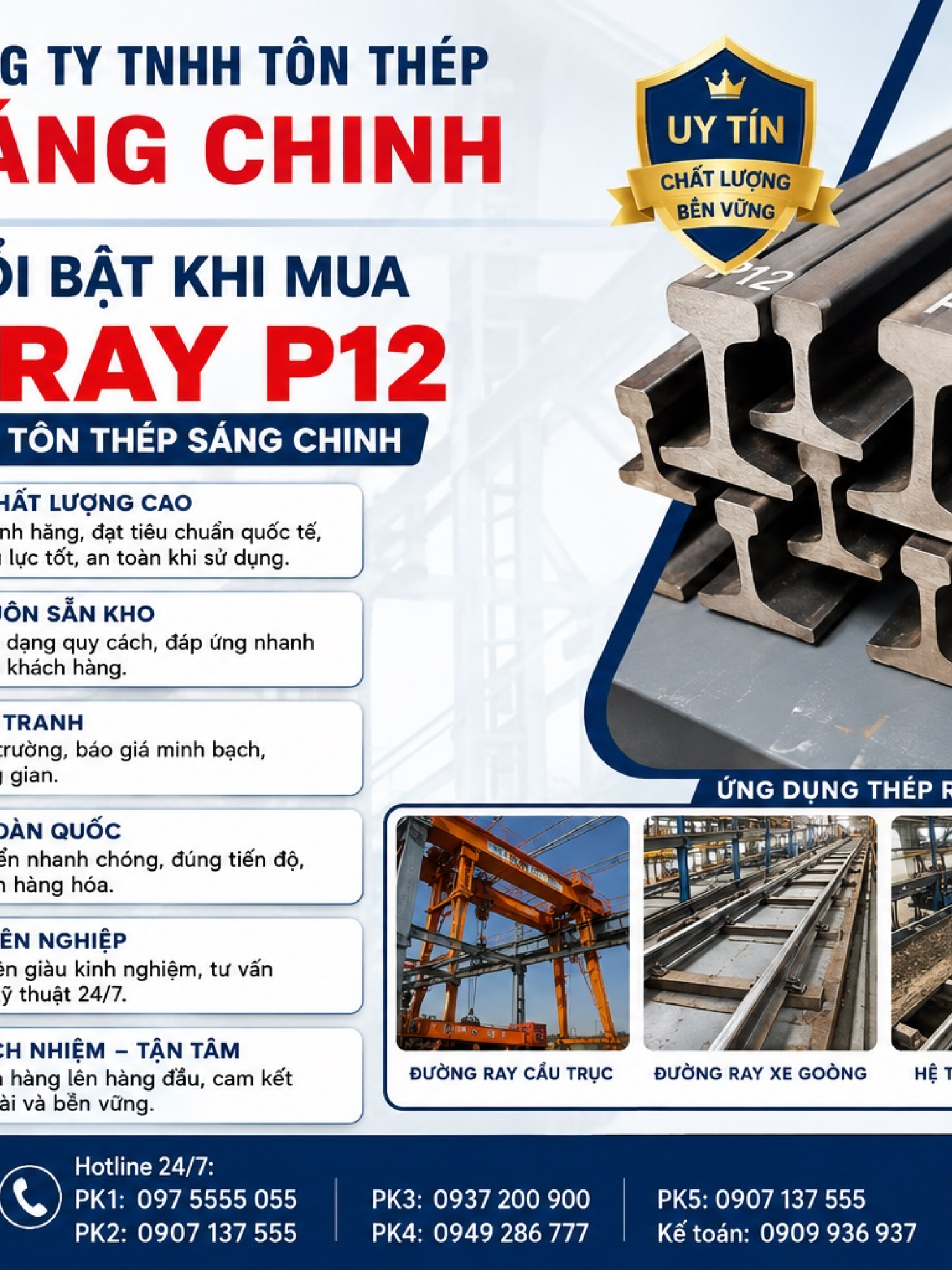 Thép Ray P12 (12kg/m)