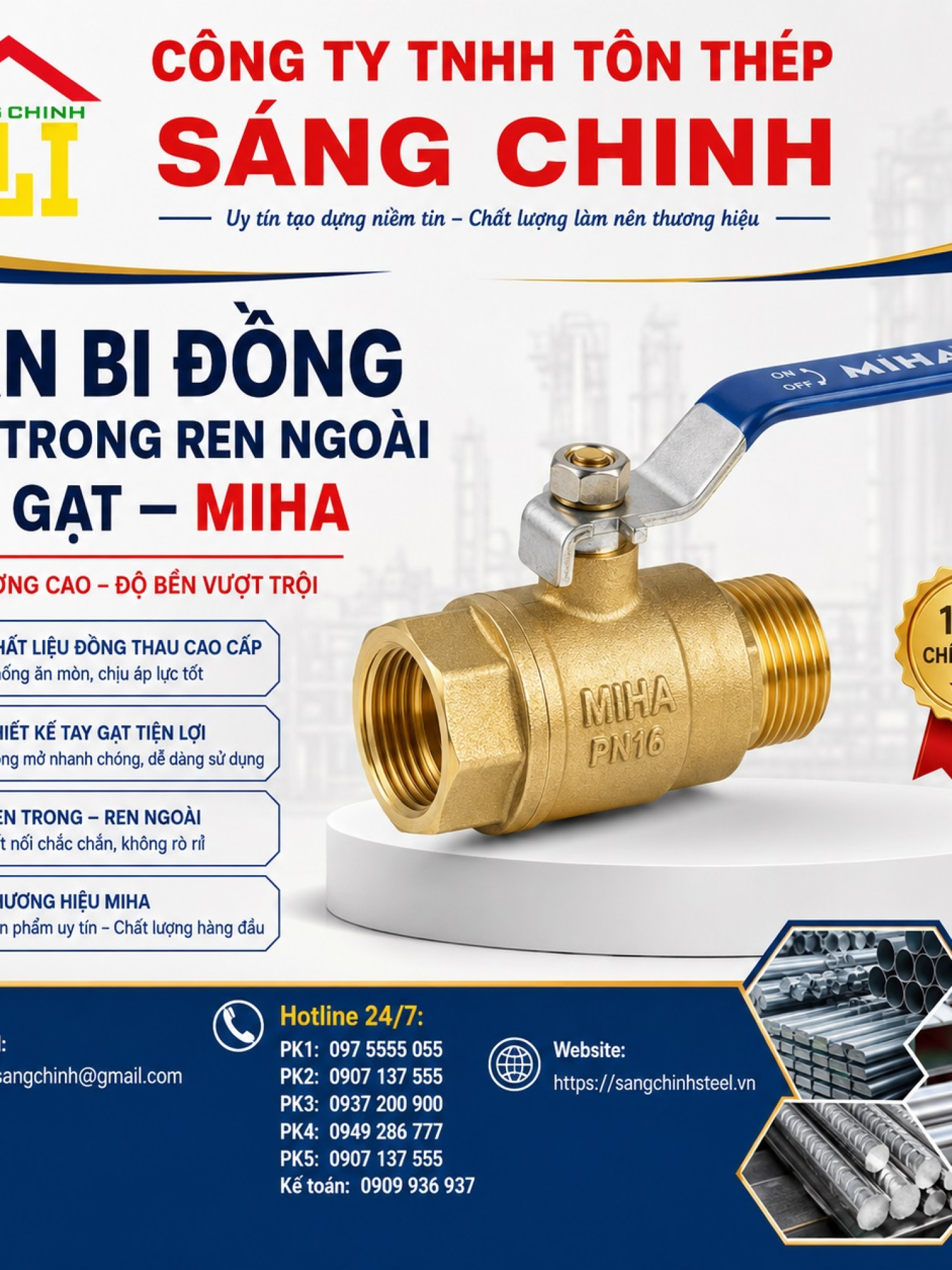 VAN BI ĐỒNG REN TRONG REN NGOÀI TAY GẠT – MIHA