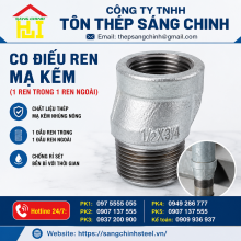 Co Điếu Ren Mạ Kẽm (1 ren trong 1 ren ngoài)