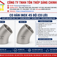 Co hàn inox 45 độ 304, 316 (co lơi)
