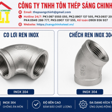 Co lơi ren inox, chếch ren inox 304