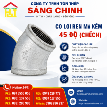 Co Lơi Ren Mạ Kẽm 45 Độ (Chếch)