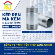 Kép Ren Mạ Kẽm (2 đầu ren ngoài DN15-DN100)