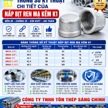 Nắp bịt ren mạ kẽm giá rẻ K1