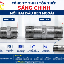 Nối hai đầu ren ngoài, xem 1 tấc, xem 2 tấc
