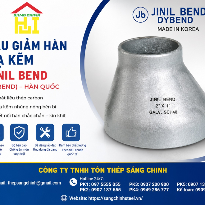 Bầu giảm hàn mạ kẽm Jinil bend (Dybend) – Hàn Quốc