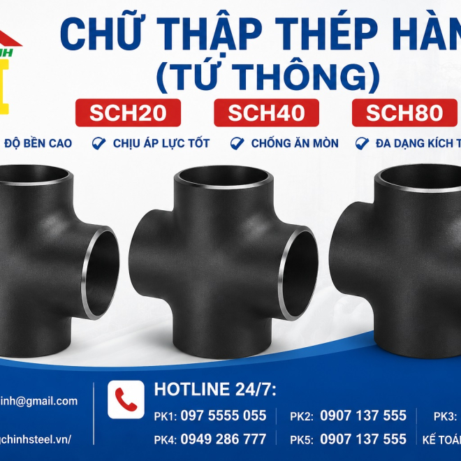 Chữ Thập Thép Hàn (Tứ Thông) SCH20 SCH40 SCH80