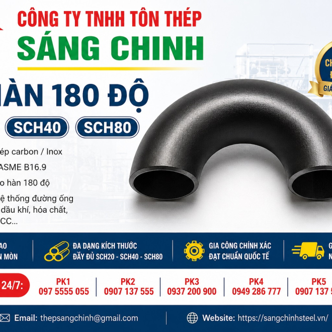 Co Hàn 180 Độ SCH20 SCH40 SCH80