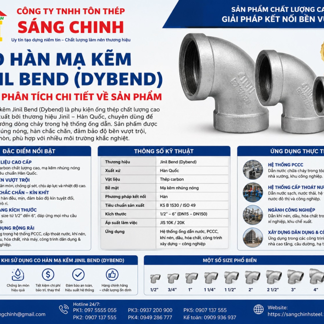 Co hàn mạ kẽm Jinil bend (Dybend) – Hàn Quốc