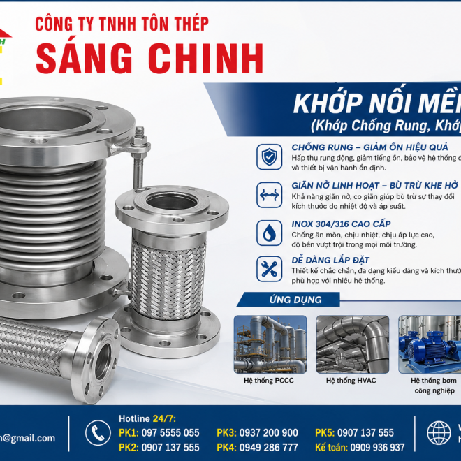 Khớp Nối Mềm INOX (Khớp Chống Rung, Khớp Giãn Nở)