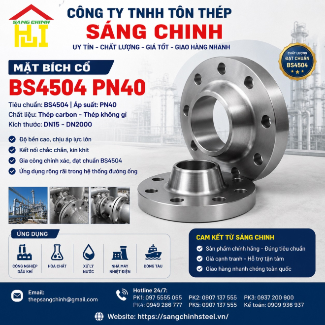 Mặt bích cổ BS4504 PN40