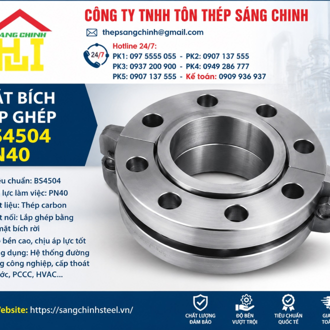 Mặt bích lắp ghép BS4504 PN40
