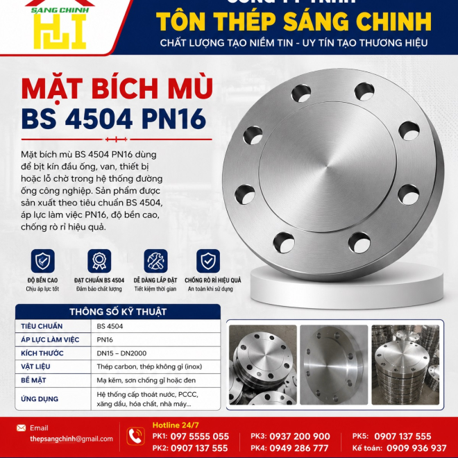 Mặt bích mù BS 4504 PN16