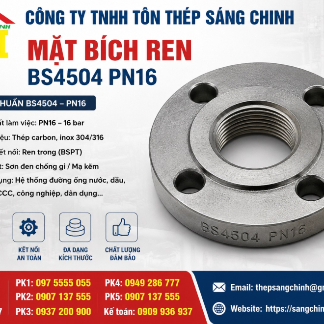 Mặt bích ren BS4504 PN16