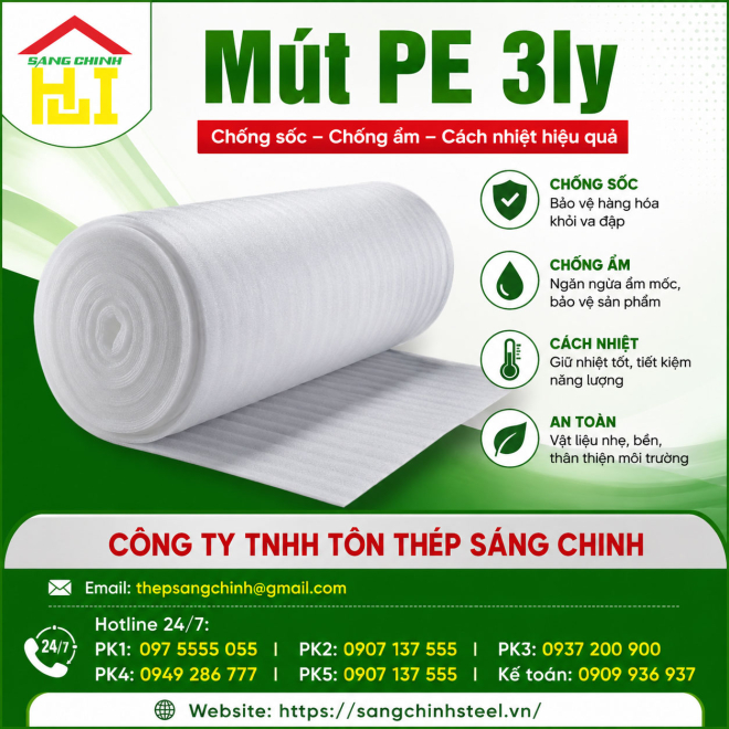 Bảng báo giá mút Pe 3ly