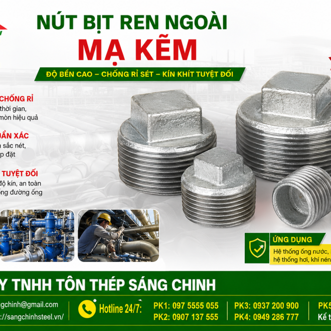 Nút Bịt Ren Ngoài Mạ Kẽm