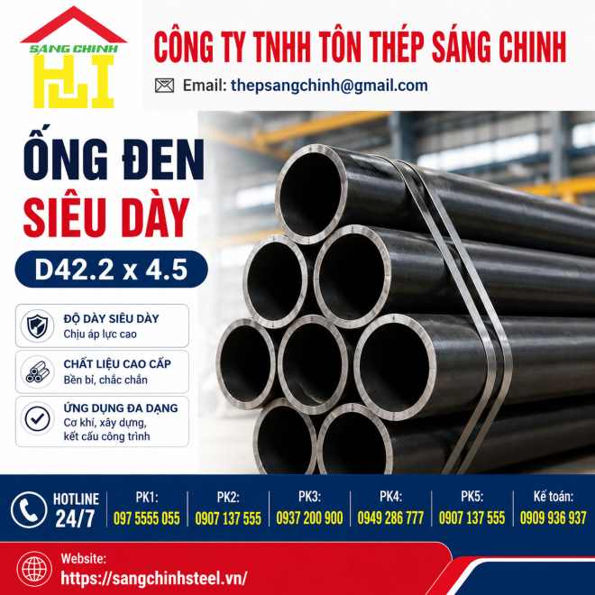 Ống đen siêu dày D42.2 x 4.5