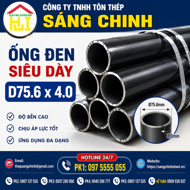 Ống đen siêu dày D75.6 x 4.0