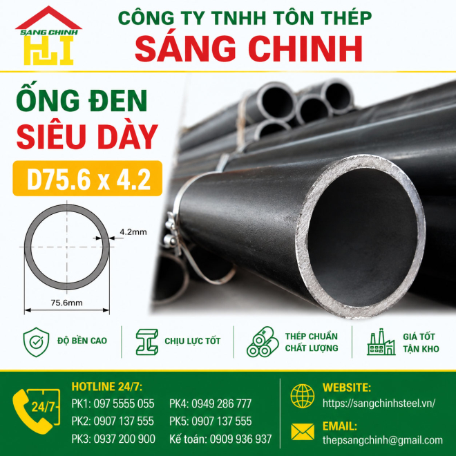 Ống đen siêu dày D75.6 x 4.2