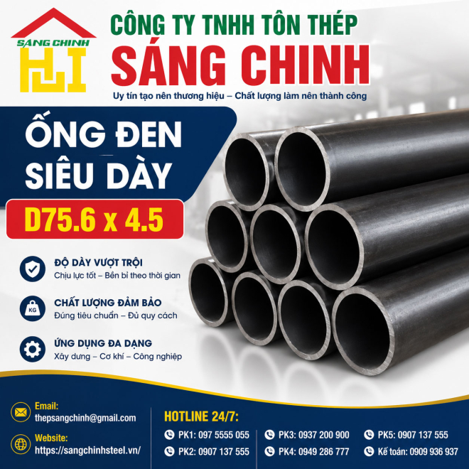 Ống đen siêu dày D75.6 x 4.5