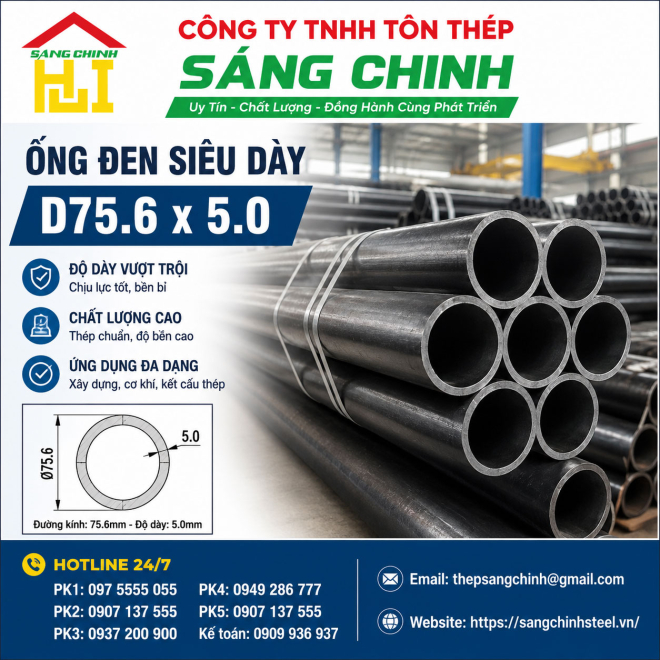 Ống đen siêu dày D75.6 x 5.0