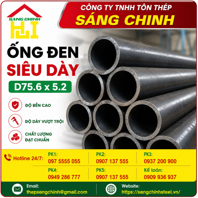 Ống đen siêu dày D75.6 x 5.2