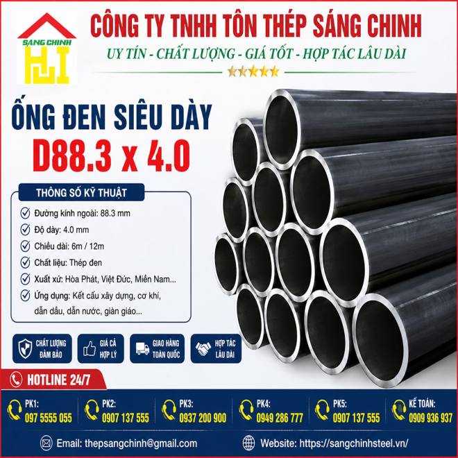 Ống đen siêu dày D88.3 x 4.0