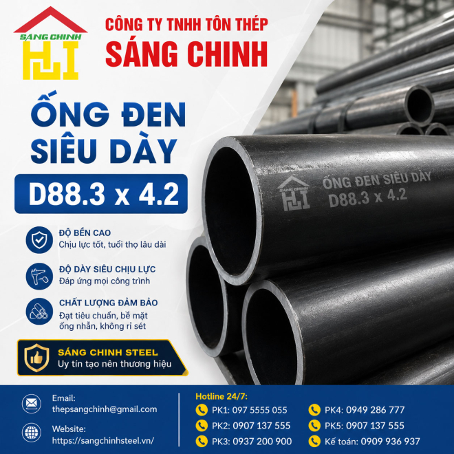 Ống đen siêu dày D88.3 x 4.2