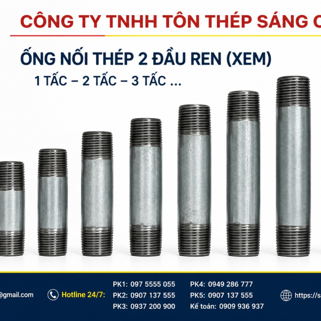 Ống nối thép 2 đầu ren (XEM) 1 tấc 2 tấc 3 tấc….