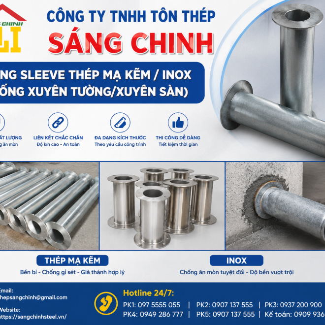 Ống Sleeve thép mạ kẽm / INOX (ống xuyên tường/xuyên sàn)