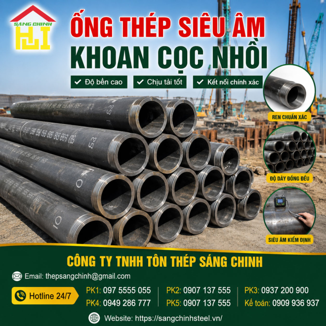 Bảng báo giá ống thép siêu âm khoan cọc nhồi