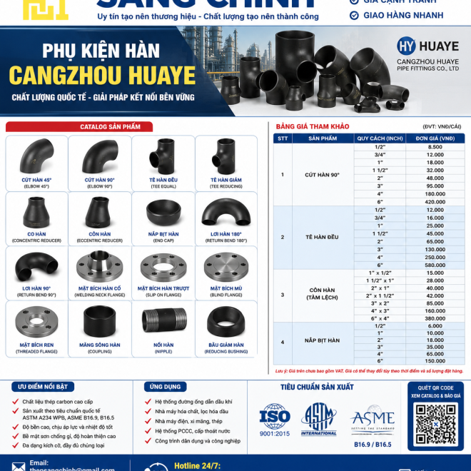 Phụ Kiện Hàn Cangzhou Huaye (Bảng giá + Catalog)