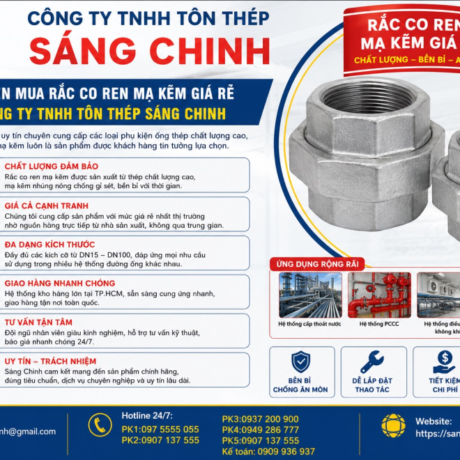 Rắc co ren mạ kẽm giá rẻ K1