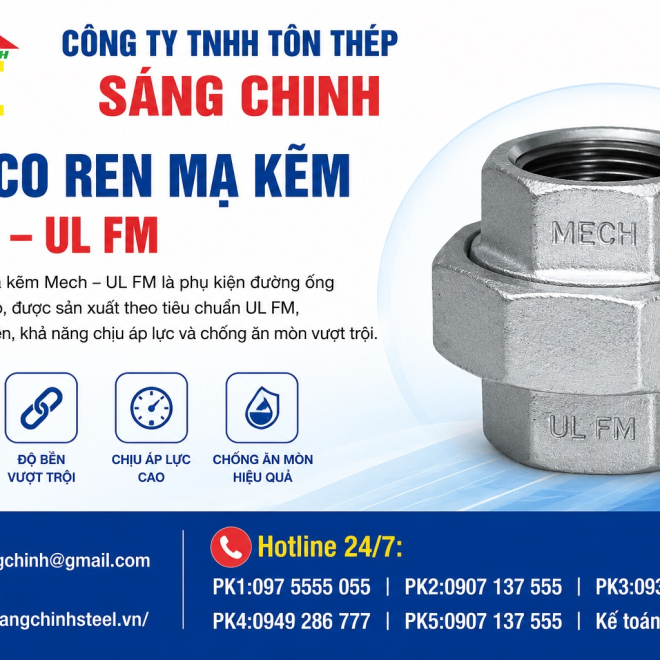 Rắc co ren mạ kẽm Mech – UL FM