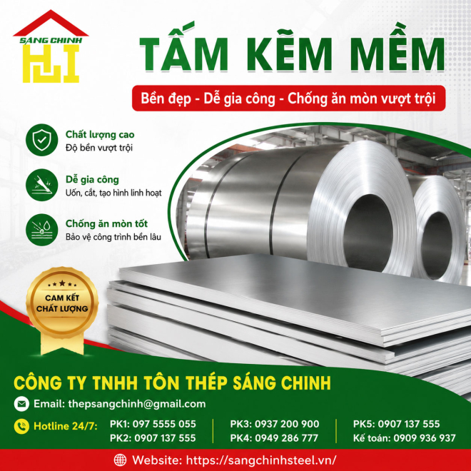 Bảng báo giá tấm kẽm mềm
