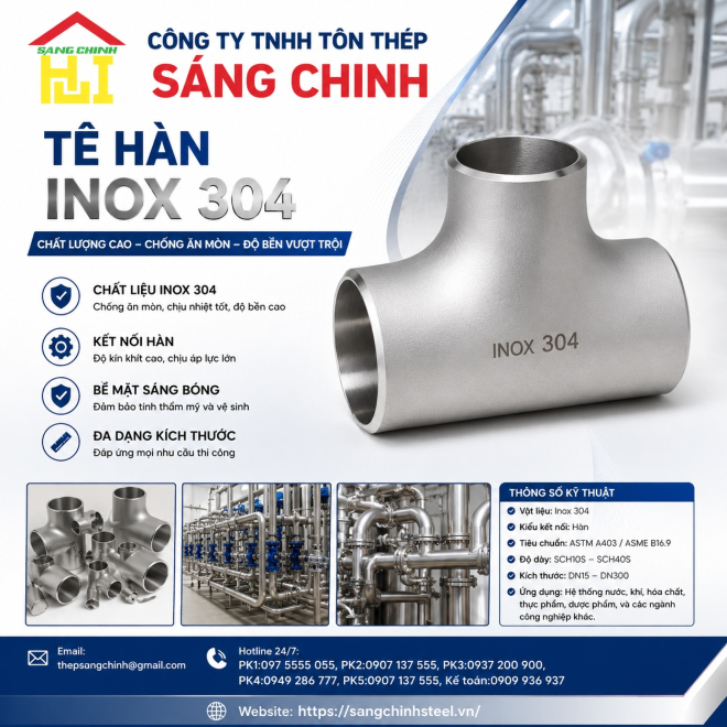 Tê hàn inox 304
