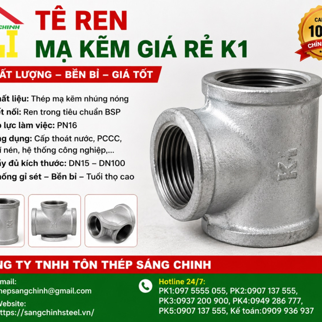 Tê ren mạ kẽm giá rẻ K1