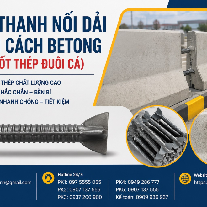 Thanh Nối Dải Phân Cách Betong (Chốt Thép Đuôi Cá)