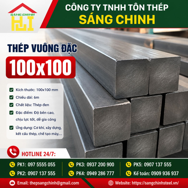 Bảng báo giá thép vuông đặc 100x100