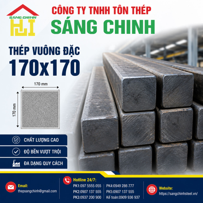 Bảng báo giá thép vuông đặc 170x170