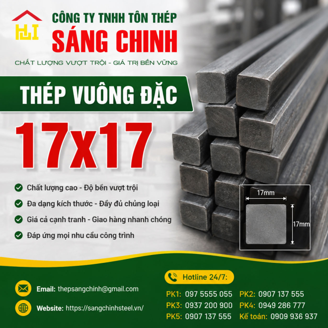 Bảng báo giá thép vuông đặc 17x17